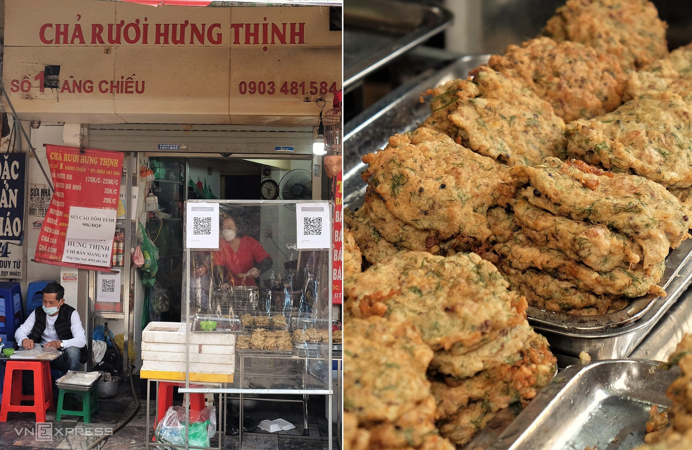 Hung Thinh Restaurant inside Hanois Old Quarter serves cha ruoi dish for over 30 years. Photo by VnExpress/Khanh Tran